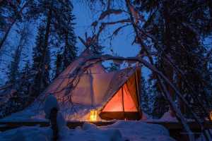 Luxury Swedish Lapland Retreat - Heated Tipi Tent ©Aurora Safari Camp